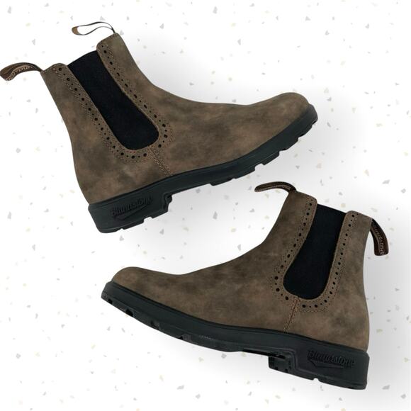 Blundstone 1351 High Top Rustic Brown Leather Brogue Utility Work Field Boot 4 - Picture 1 of 16